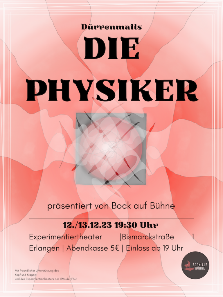 Experimentiertheater: Bock auf Bühne zeigt Dürrenmatts »Die Physiker« am 12. und 13. Dezember 2023, 19:30 Uhr