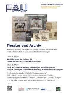 Zum Artikel "Die Theaterwissenschaft der FAU bei der Langen Nacht der Wissenschaften 2025"